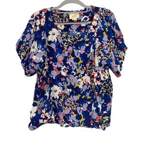 Maeve short sleeve floral blouse
